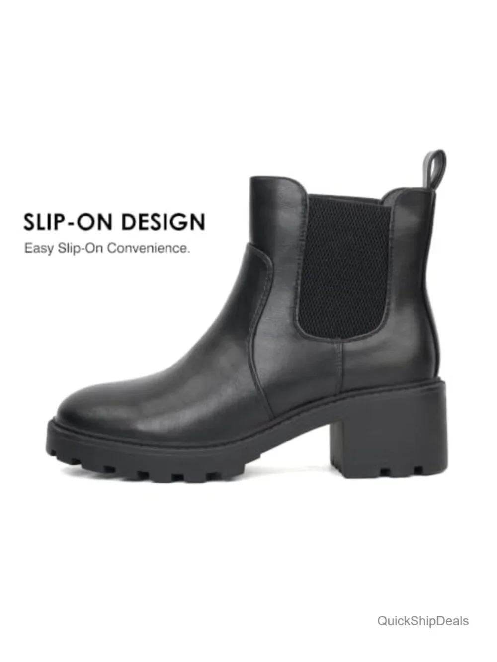 Women's Chelsea Ankle Boots Platform Chunky Heel Lug Sole Slip-On Booties